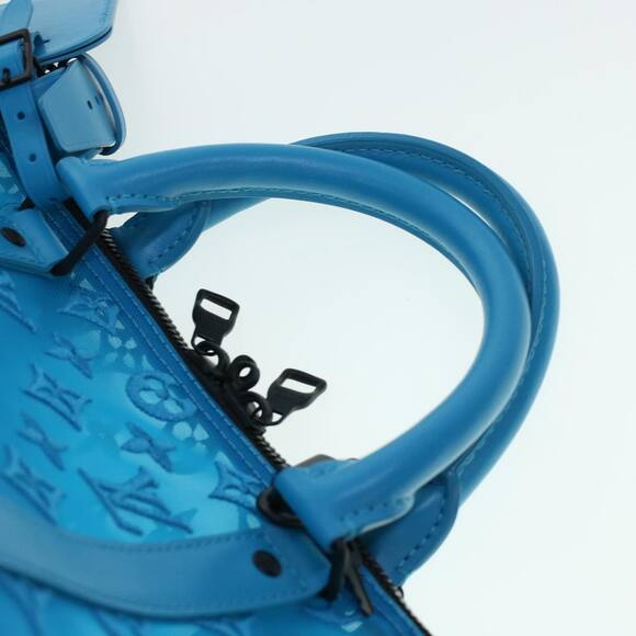 LOUIS VUITTON Mesh Keepall Triangle 50 Boston Bag Turquoise Blue M45048 - Picture 14 of 16